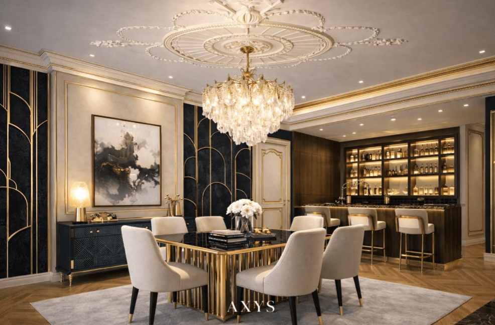 modern home design with neutral tones and marble surfaces design